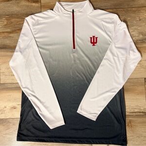 White fades to gray/black quarter zip with Indiana University logo